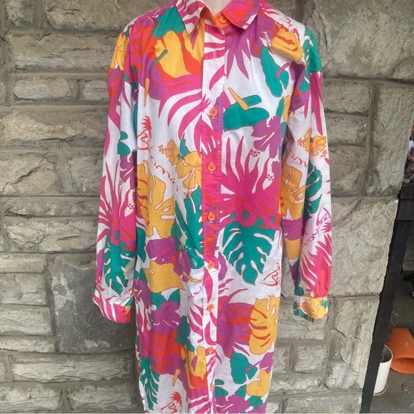 Vintage | Dresses | Vintage Mademoiselle Bahamas Floral Hawaiian Shirt Dress  Flower Colorful As Is | Poshmark